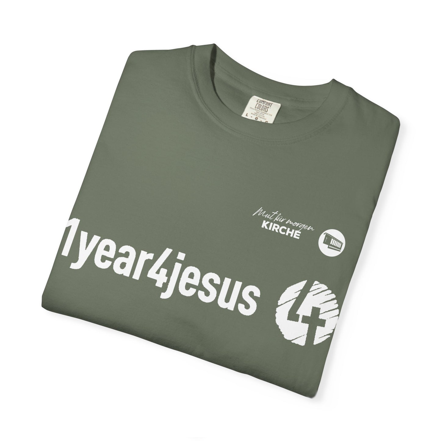 1year4jesus T-Shirt — Christian Faith Graphic Tee (Olive)