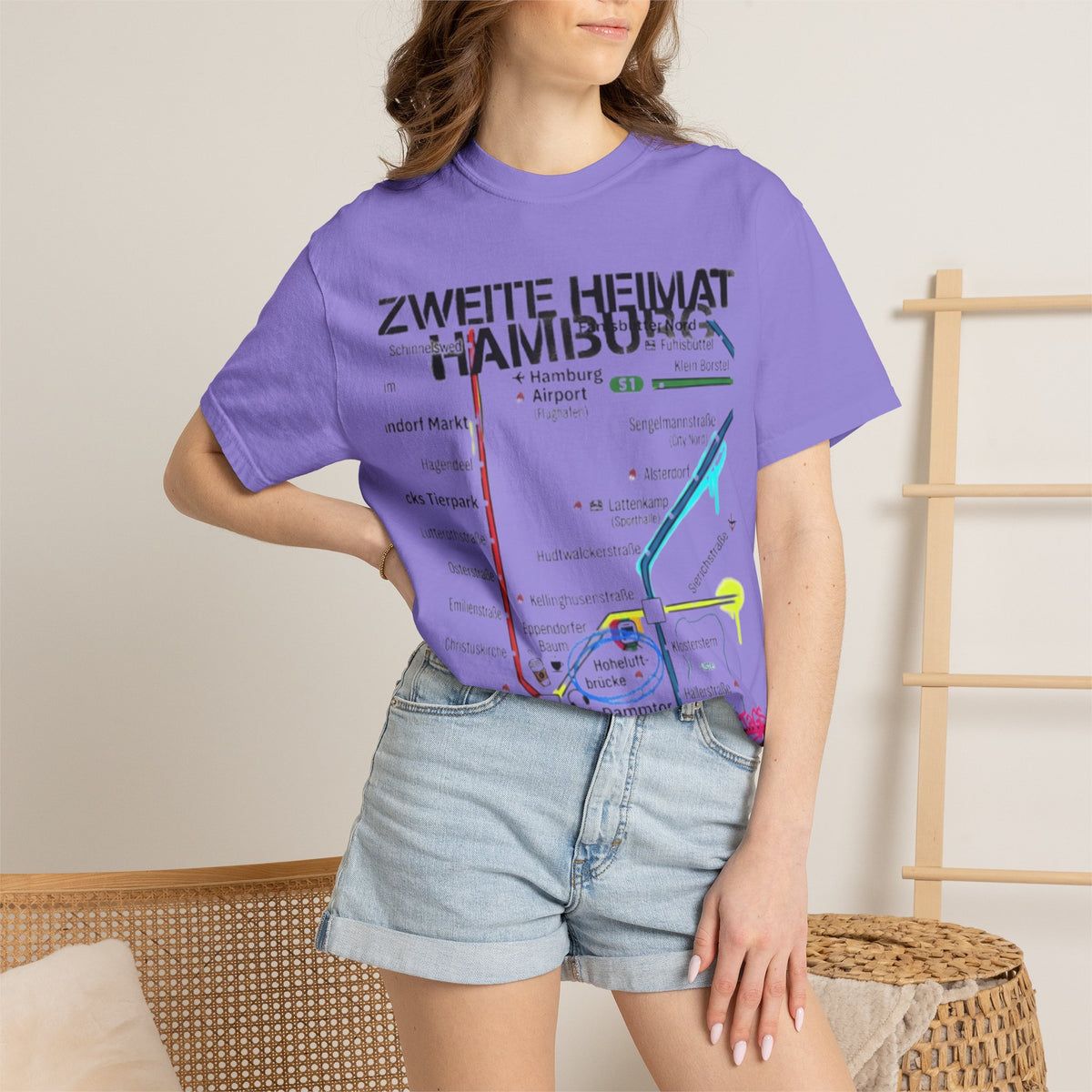 Zweite Heimat Hamburg Map T-Shirt — Stylized City Transit Map Tee