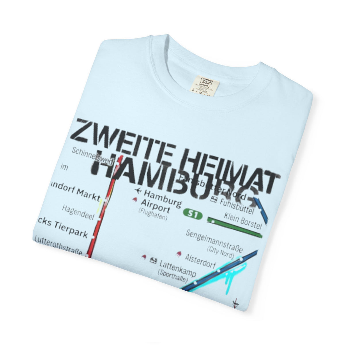 Zweite Heimat Hamburg Map T-Shirt — Stylized City Transit Map Tee