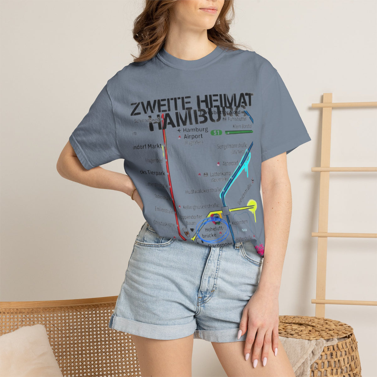 Zweite Heimat Hamburg Map T-Shirt — Stylized City Transit Map Tee