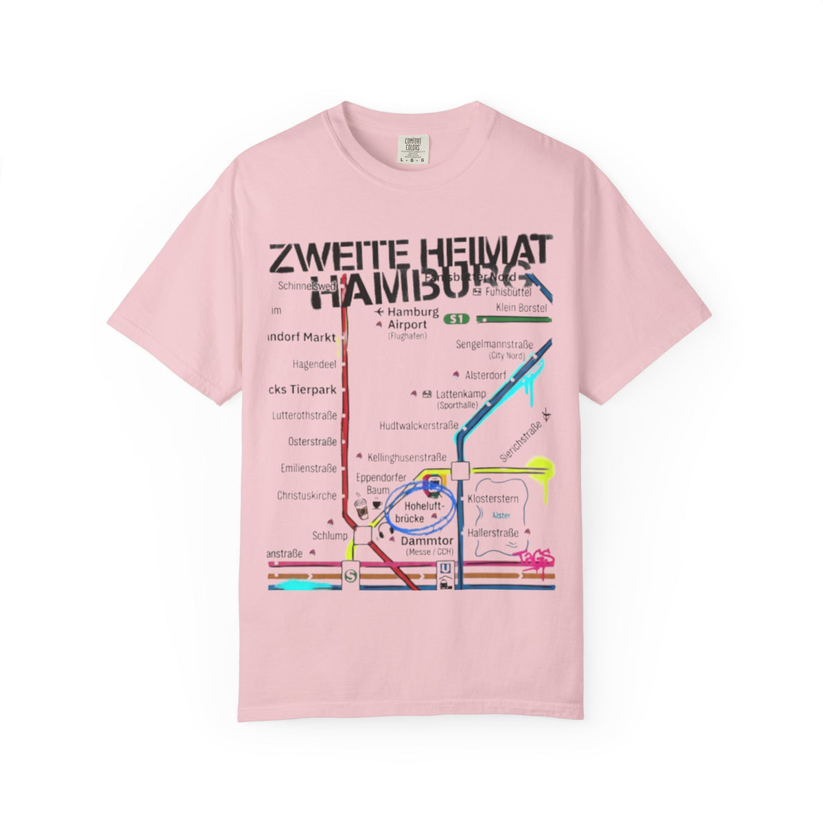 Zweite Heimat Hamburg Map T-Shirt — Stylized City Transit Map Tee