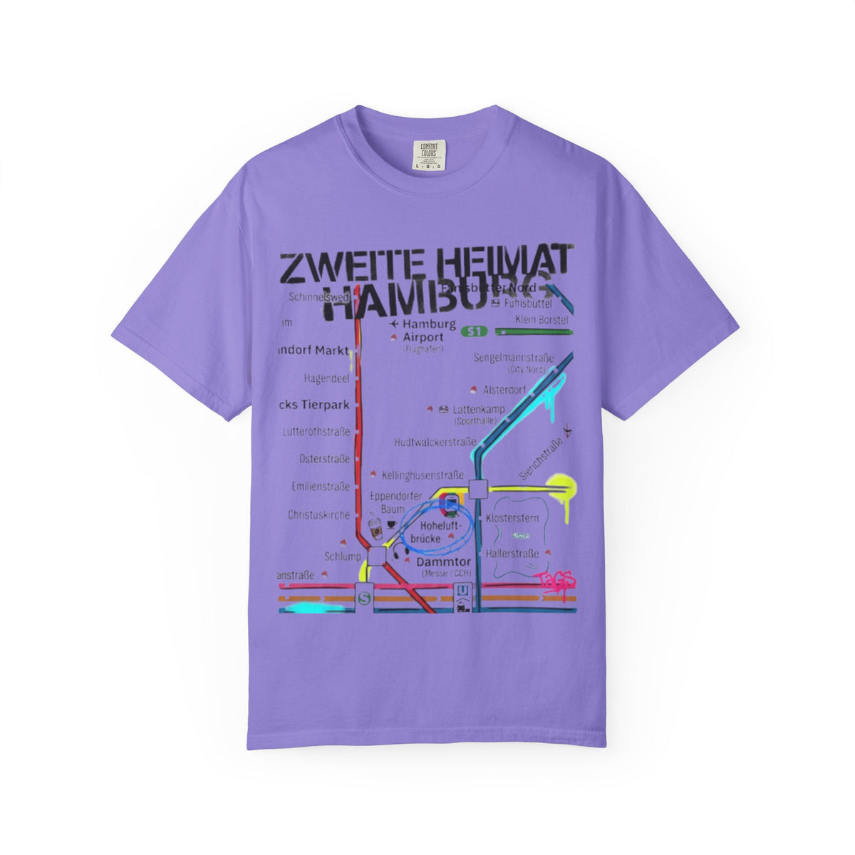 Zweite Heimat Hamburg Map T-Shirt — Stylized City Transit Map Tee