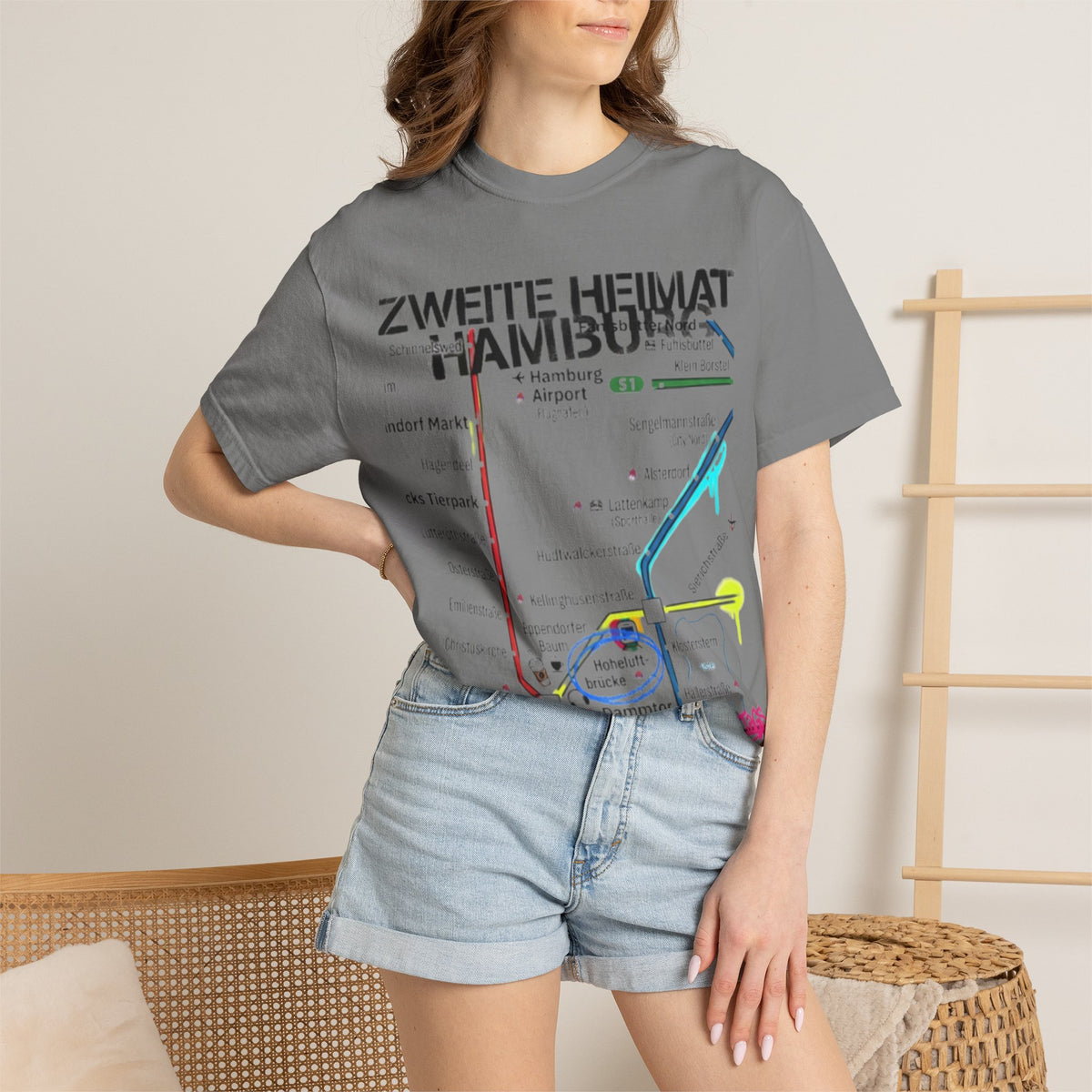 Zweite Heimat Hamburg Map T-Shirt — Stylized City Transit Map Tee