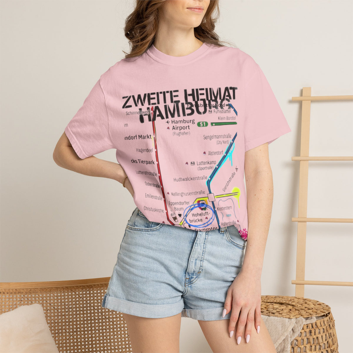 Zweite Heimat Hamburg Map T-Shirt — Stylized City Transit Map Tee
