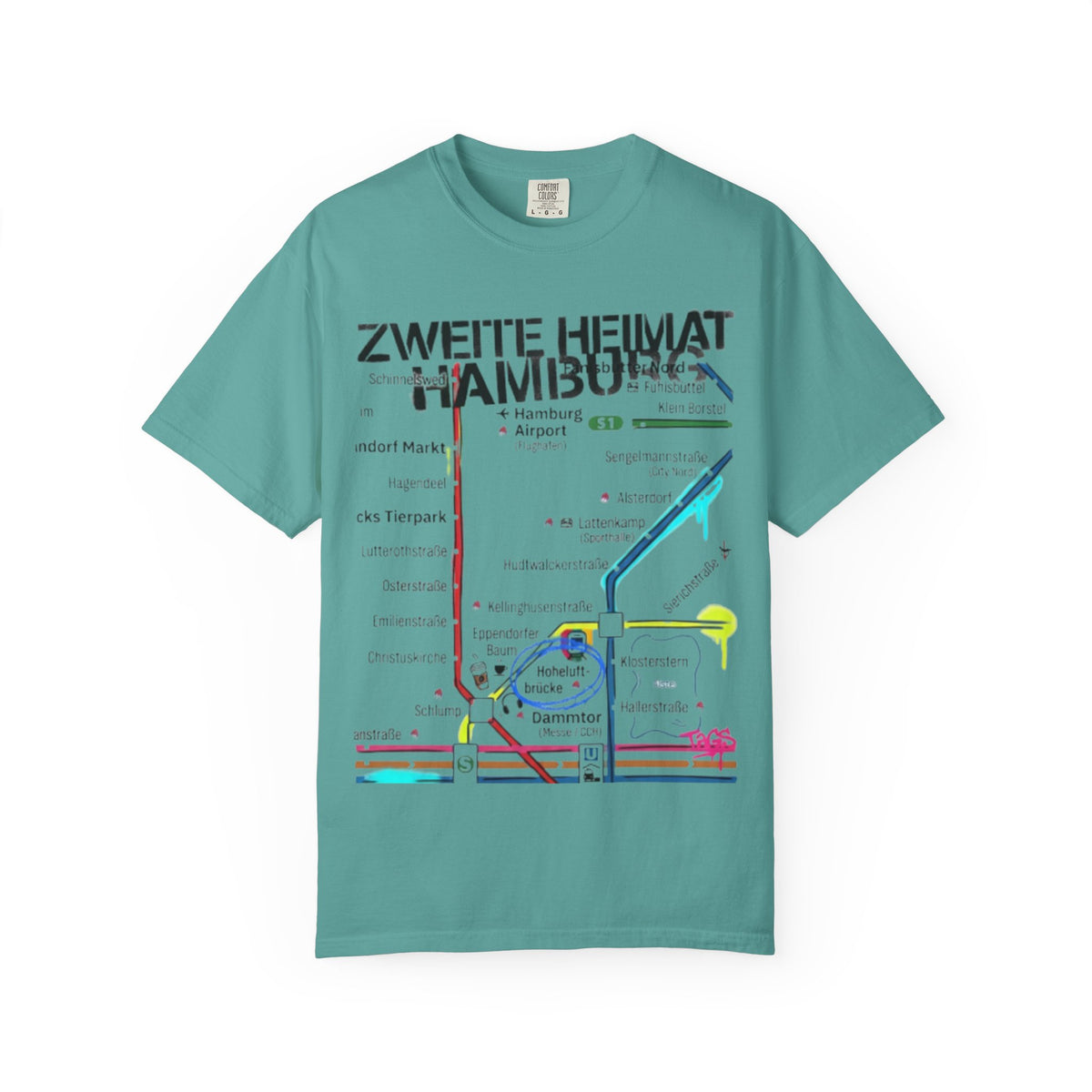 Zweite Heimat Hamburg Map T-Shirt — Stylized City Transit Map Tee