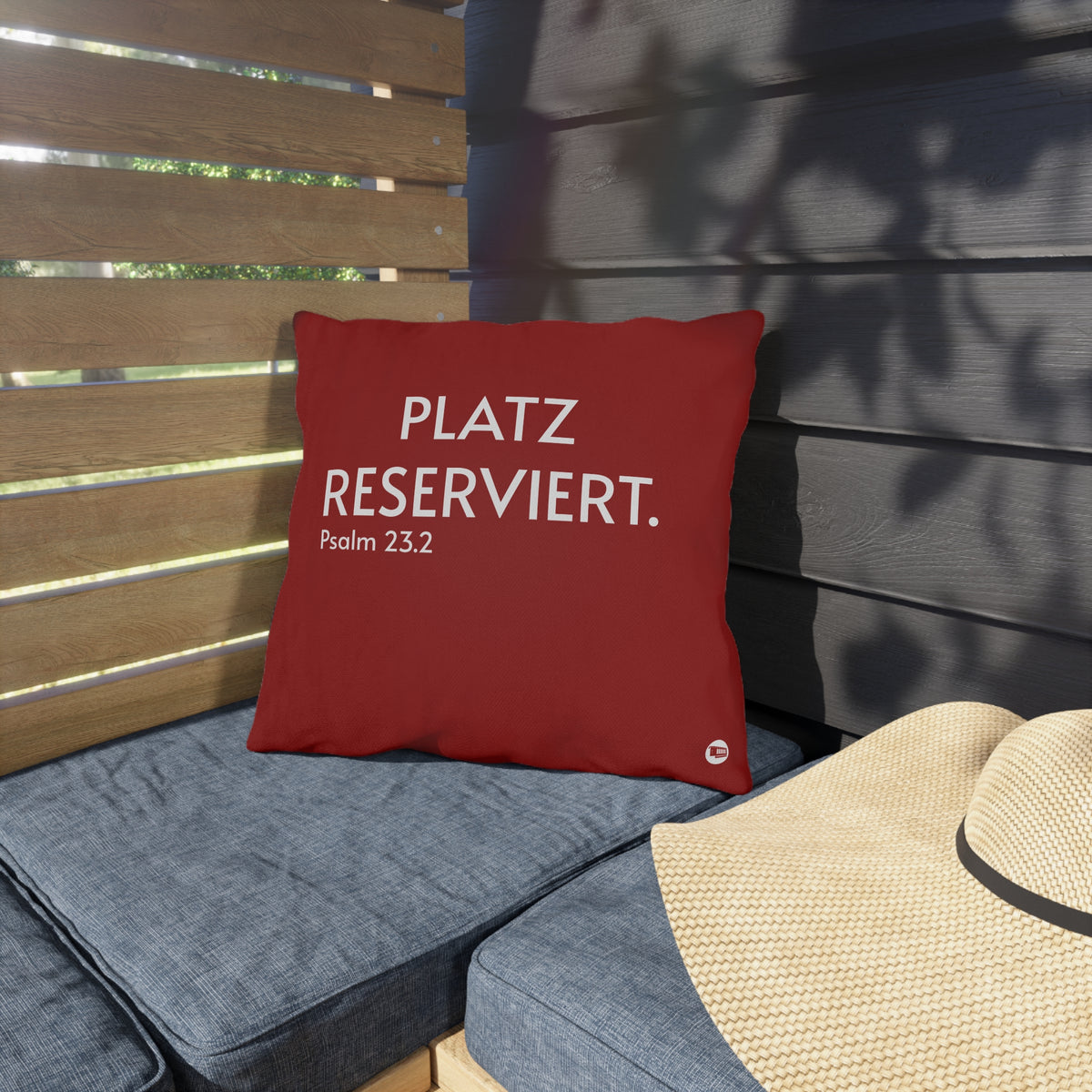 Outdoor-Kissen „Platz reserviert – Psalm 23.2