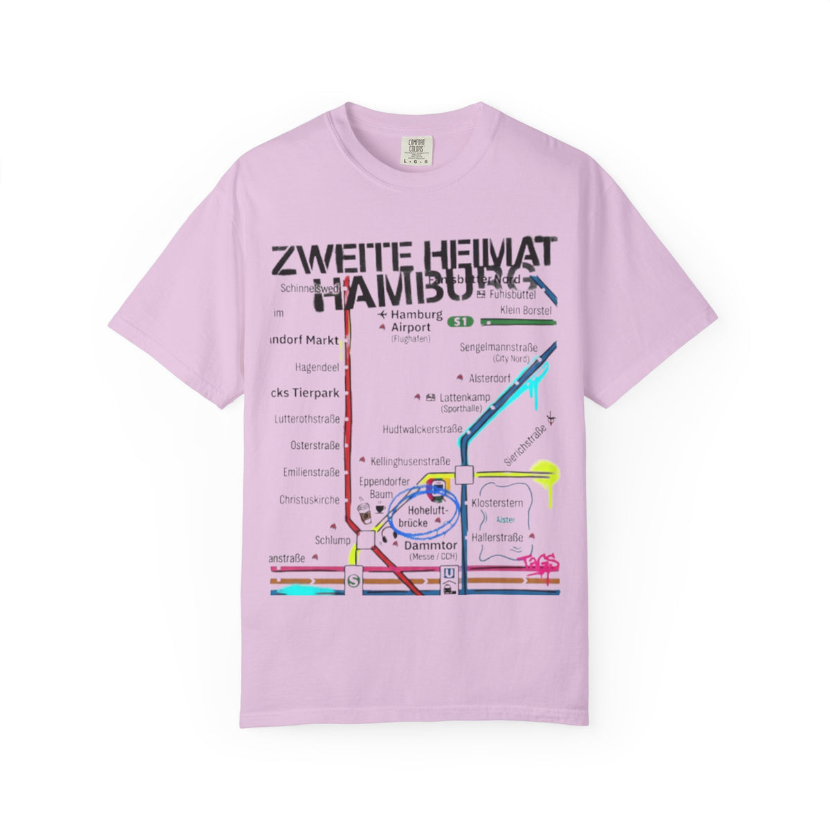 Zweite Heimat Hamburg Map T-Shirt — Stylized City Transit Map Tee
