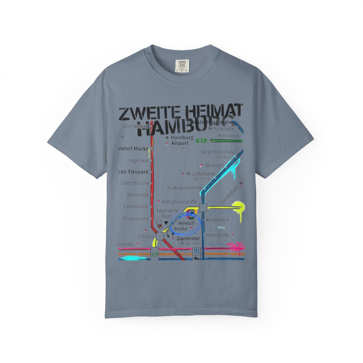 Zweite Heimat Hamburg Map T-Shirt — Stylized City Transit Map Tee