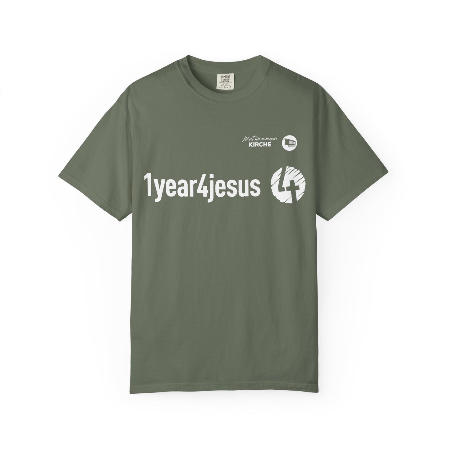 1year4jesus T-Shirt — Christian Faith Graphic Tee (Olive)