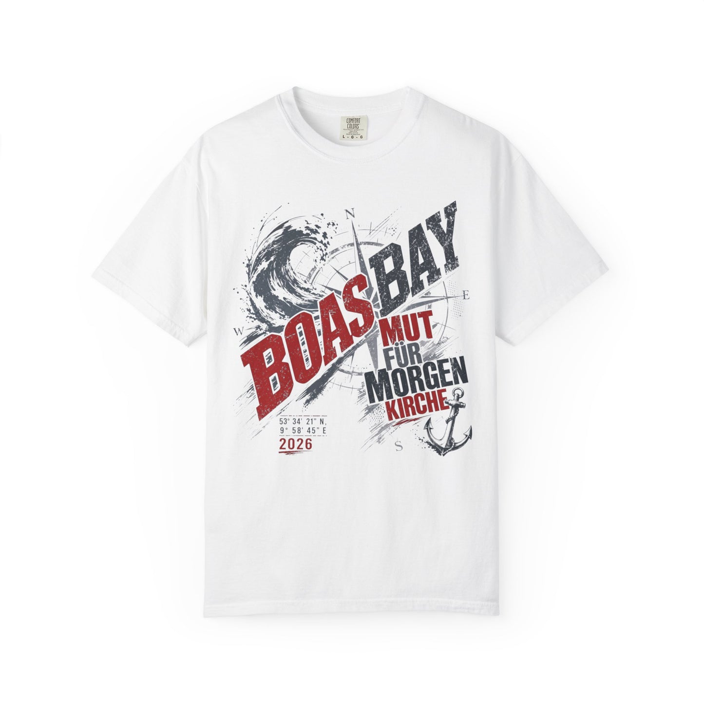 Boas Bay Nautical Graphic T-Shirt — "Mut Für Morgen" Anchor Design