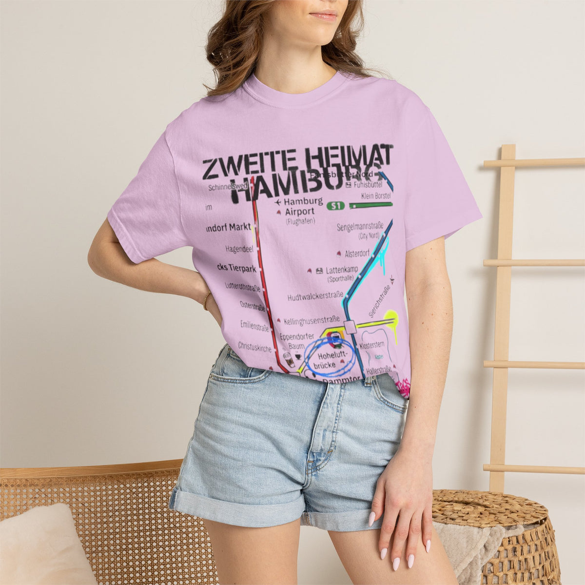 Zweite Heimat Hamburg Map T-Shirt — Stylized City Transit Map Tee