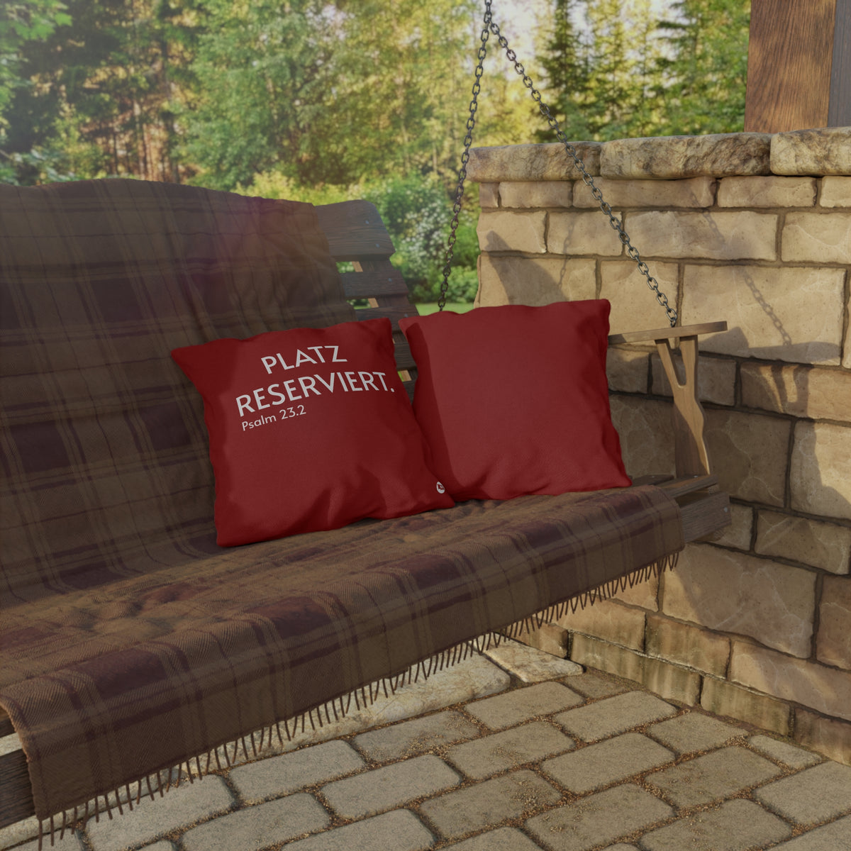 Outdoor-Kissen „Platz reserviert – Psalm 23.2