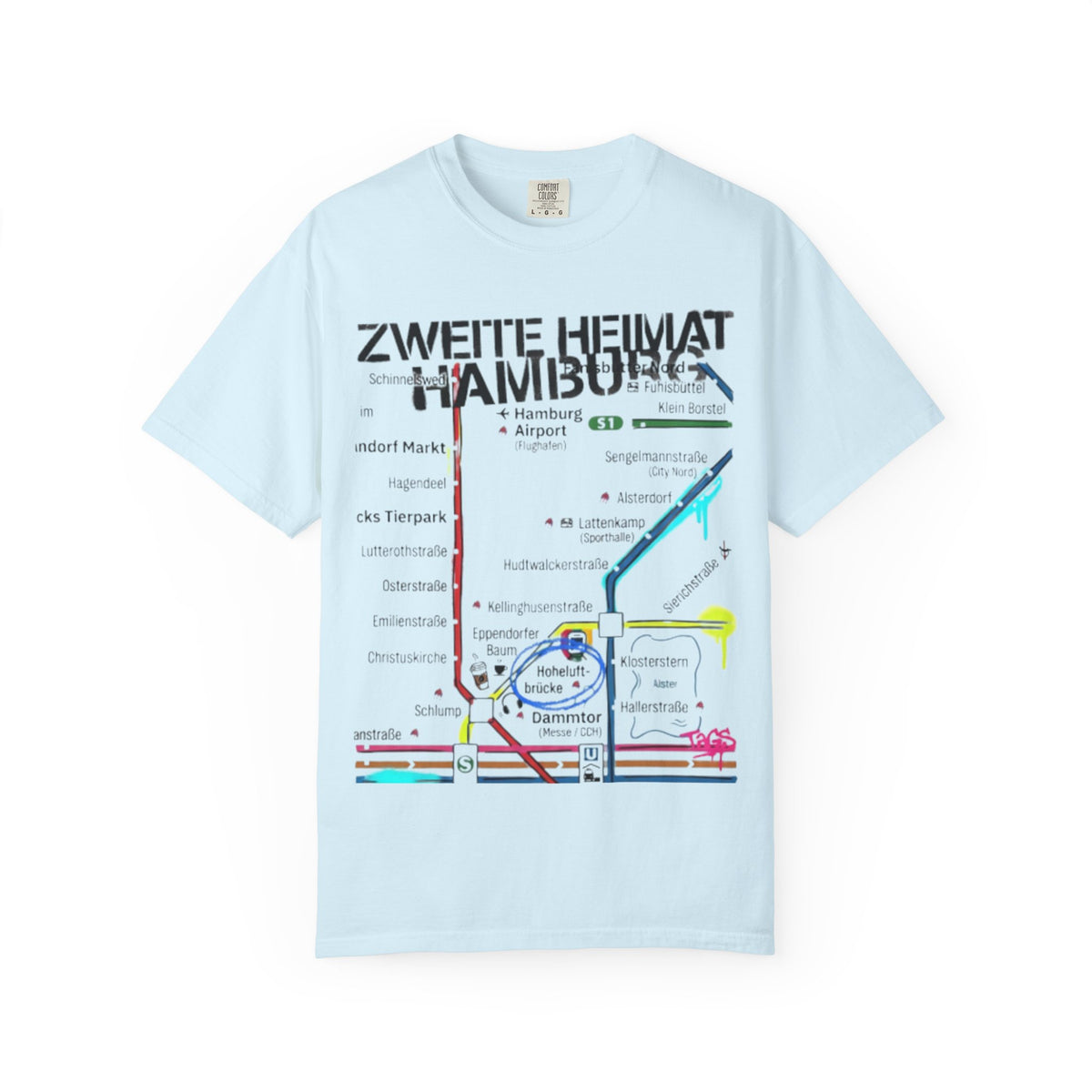 Zweite Heimat Hamburg Map T-Shirt — Stylized City Transit Map Tee