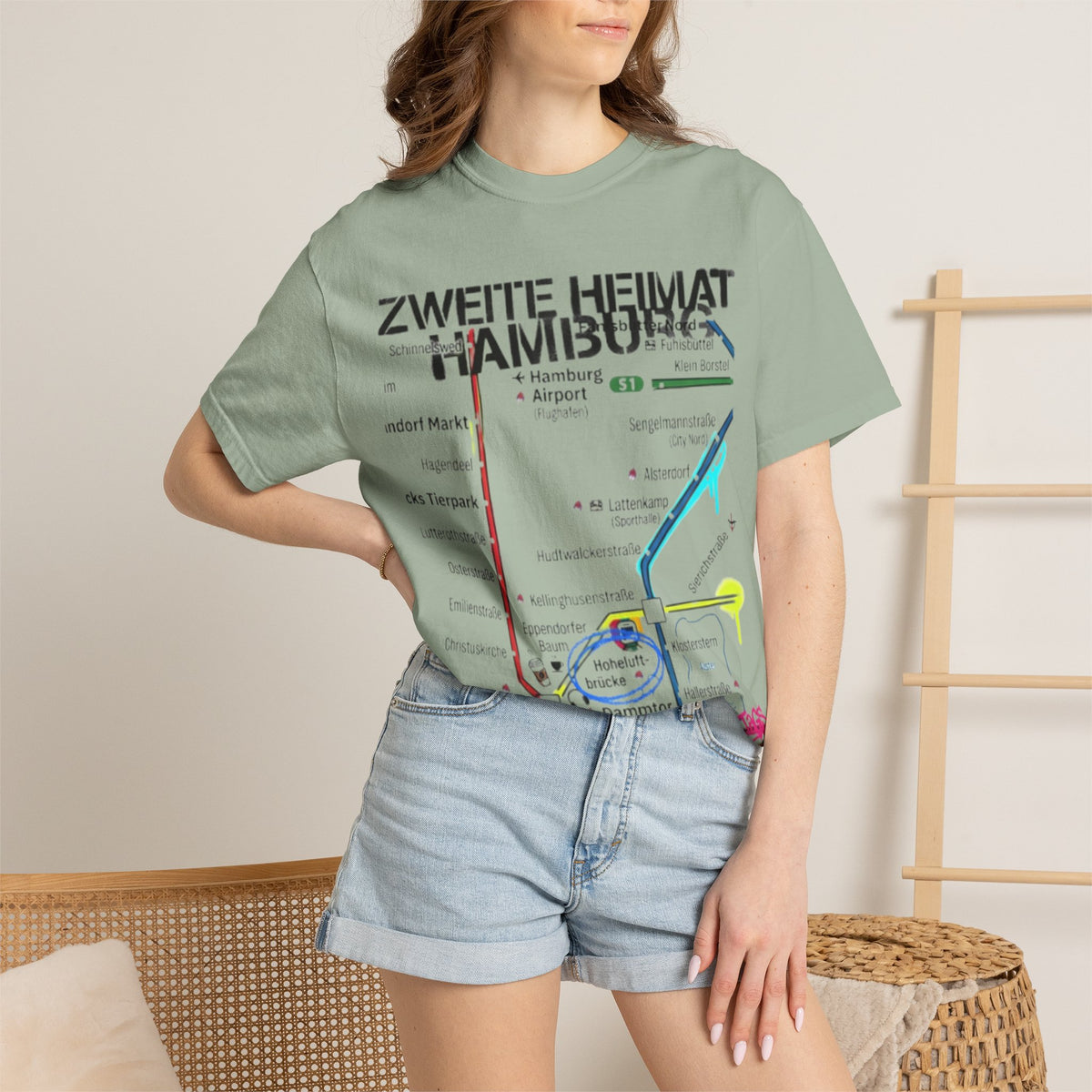 Zweite Heimat Hamburg Map T-Shirt — Stylized City Transit Map Tee