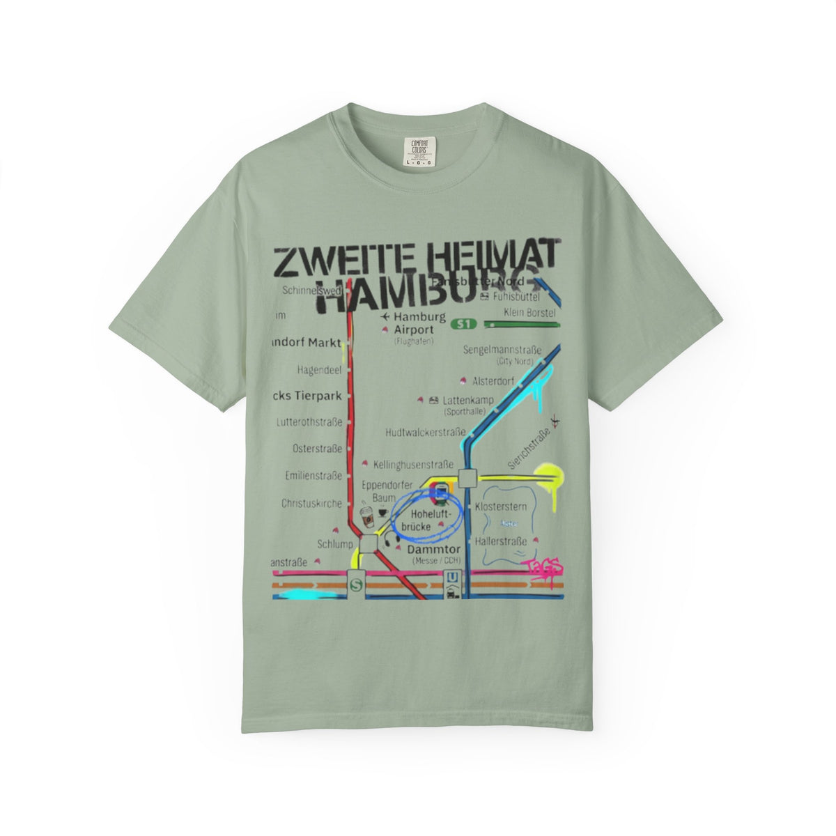 Zweite Heimat Hamburg Map T-Shirt — Stylized City Transit Map Tee