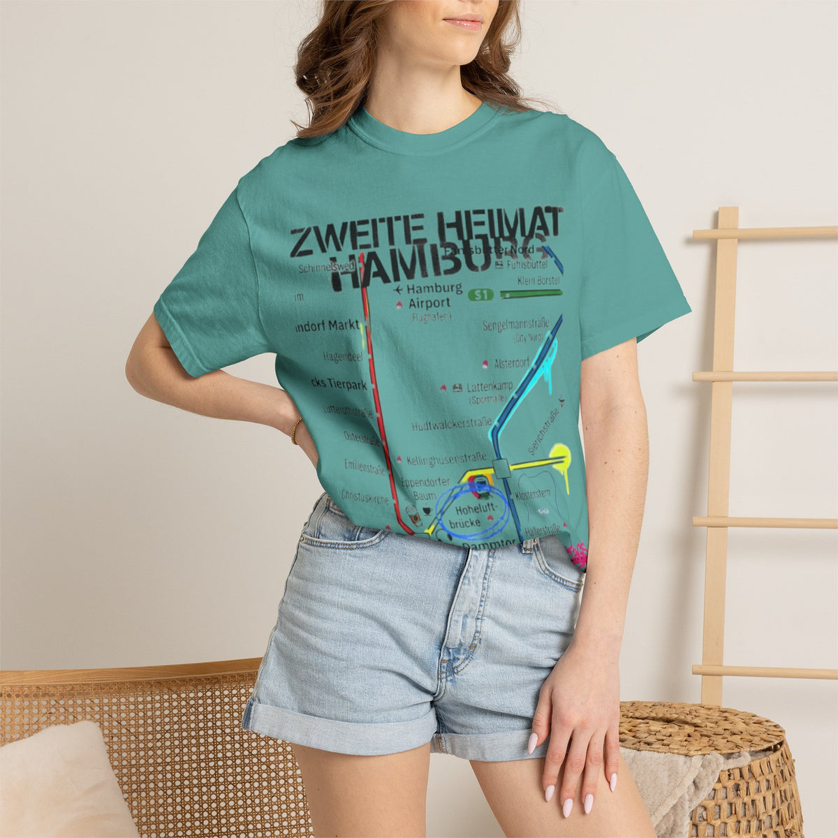 Zweite Heimat Hamburg Map T-Shirt — Stylized City Transit Map Tee