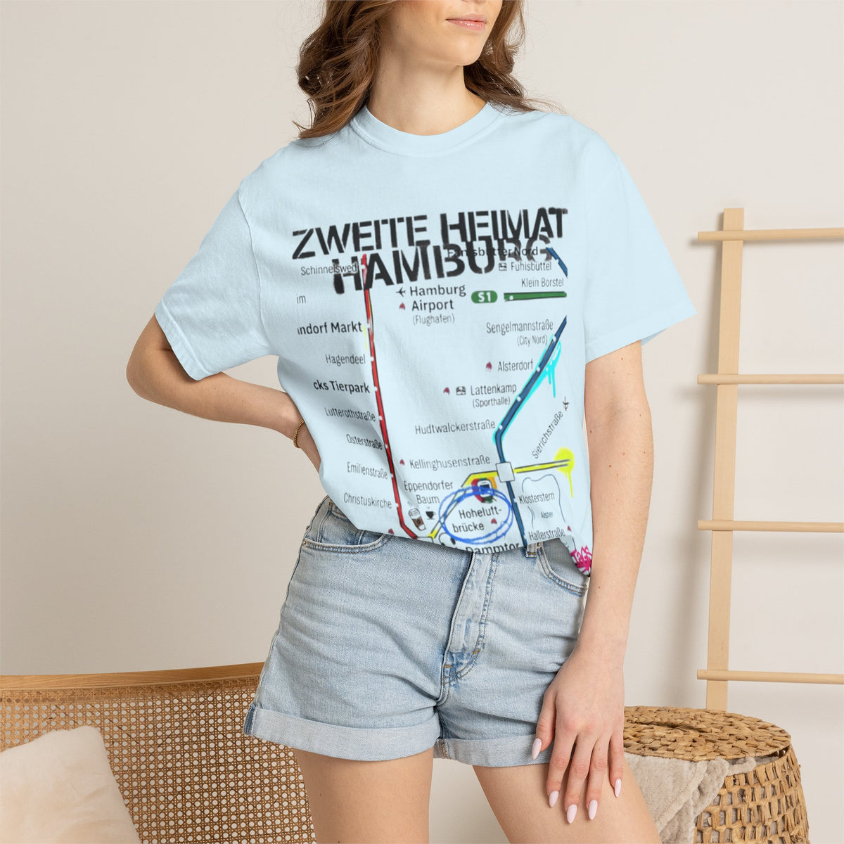 Zweite Heimat Hamburg Map T-Shirt — Stylized City Transit Map Tee